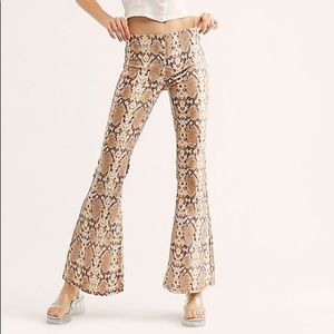 Free people Snakeskin pull-on Bell Bottoms